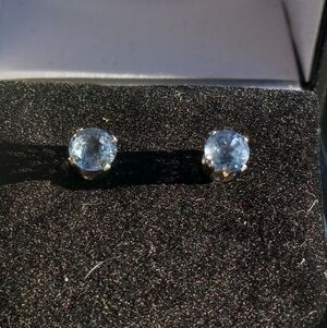 Natrual Cornflower Sapphire Sterling Silver Earrings